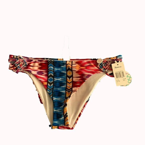 New Raisins Mai Tri Macrame Side Pant Bikini Cheeky Swim Bottons Chevron  Size L - Picture 1 of 9